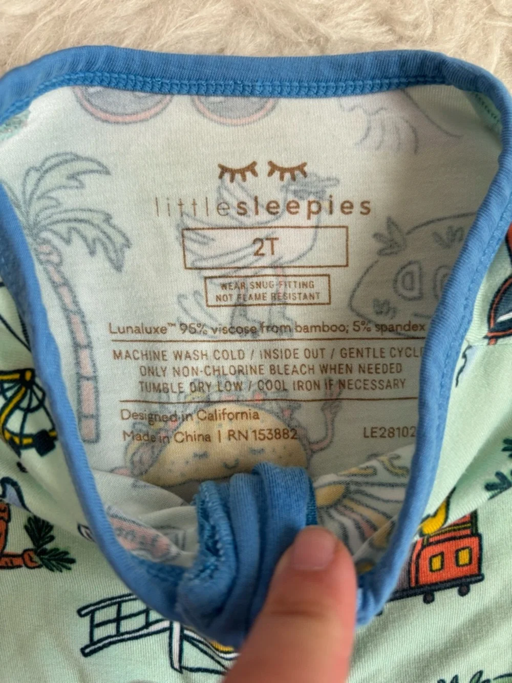 Little Sleepies Light Blue & Colorful So Cal AOP Bamboo Zippy Pajamas